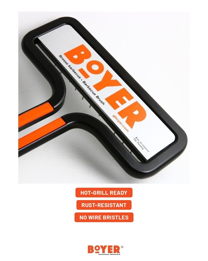 Boyer brush head: hot-grill ready, rust-resistant, no wire bristles
